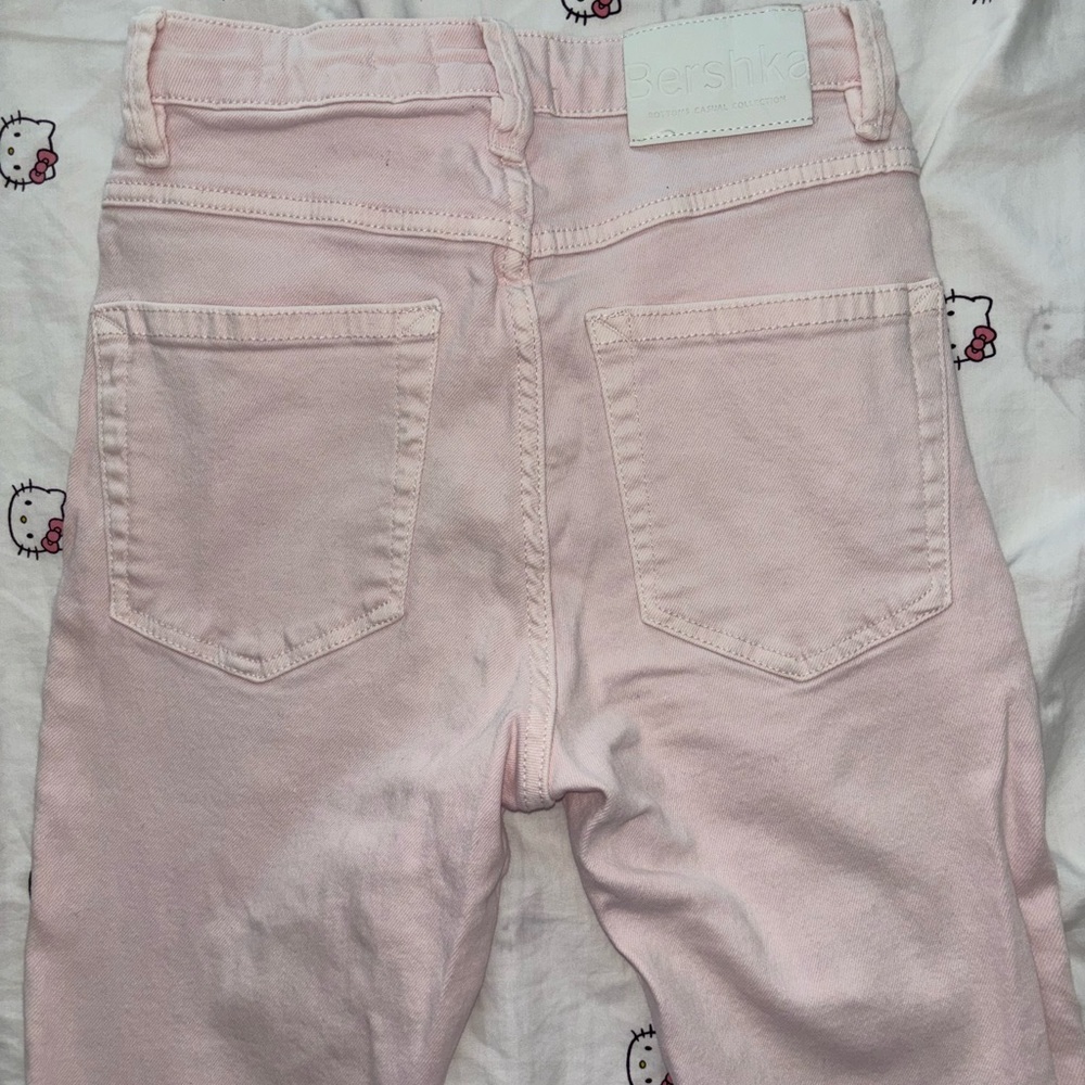 Bershka Pale pink kick flare jeans